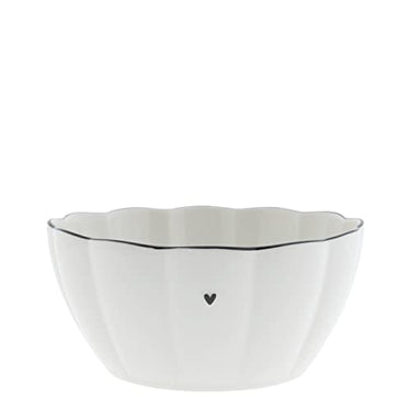 Bowl Ruffle Heart Keramik weiß schwarz D15cm Keramikschale Müslischale BC Bowl Küche gedeckter Tisch im Sale